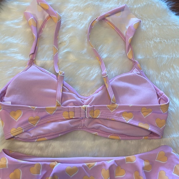 NWOT Stoney Clover x Target Flutter Strap Heart Print Bikini Set Lavender/Orange - Picture 13 of 16